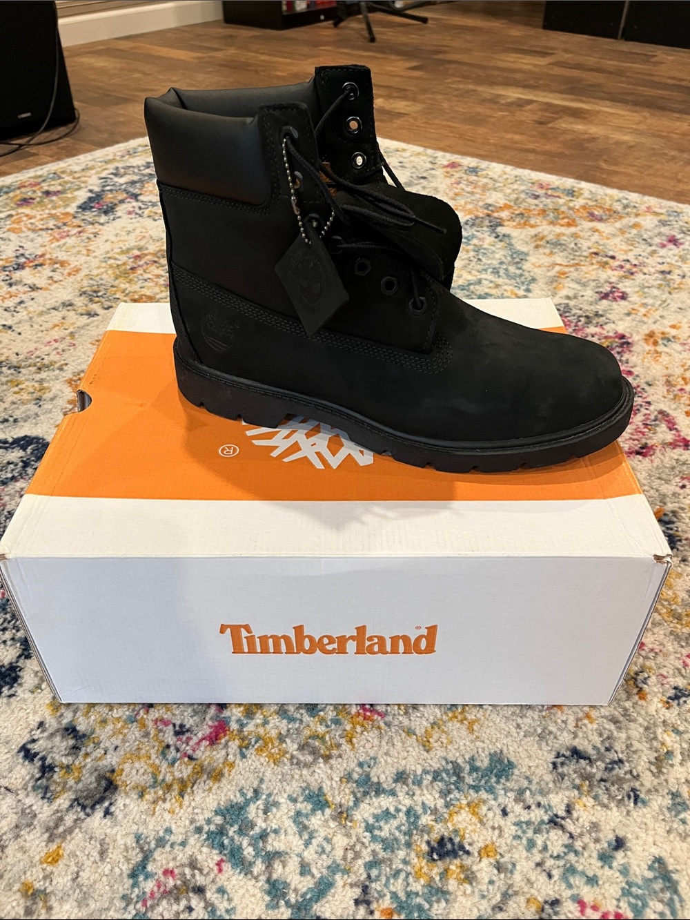 Timberland Black Leather Lace-Up Work Boot